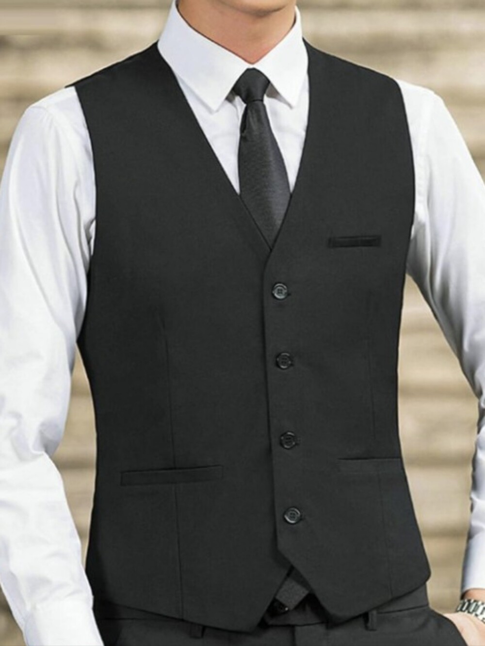 Men's Classic 5 Button Black Tailored Formal Waistcoat Vest Size 2X 46R NWOT